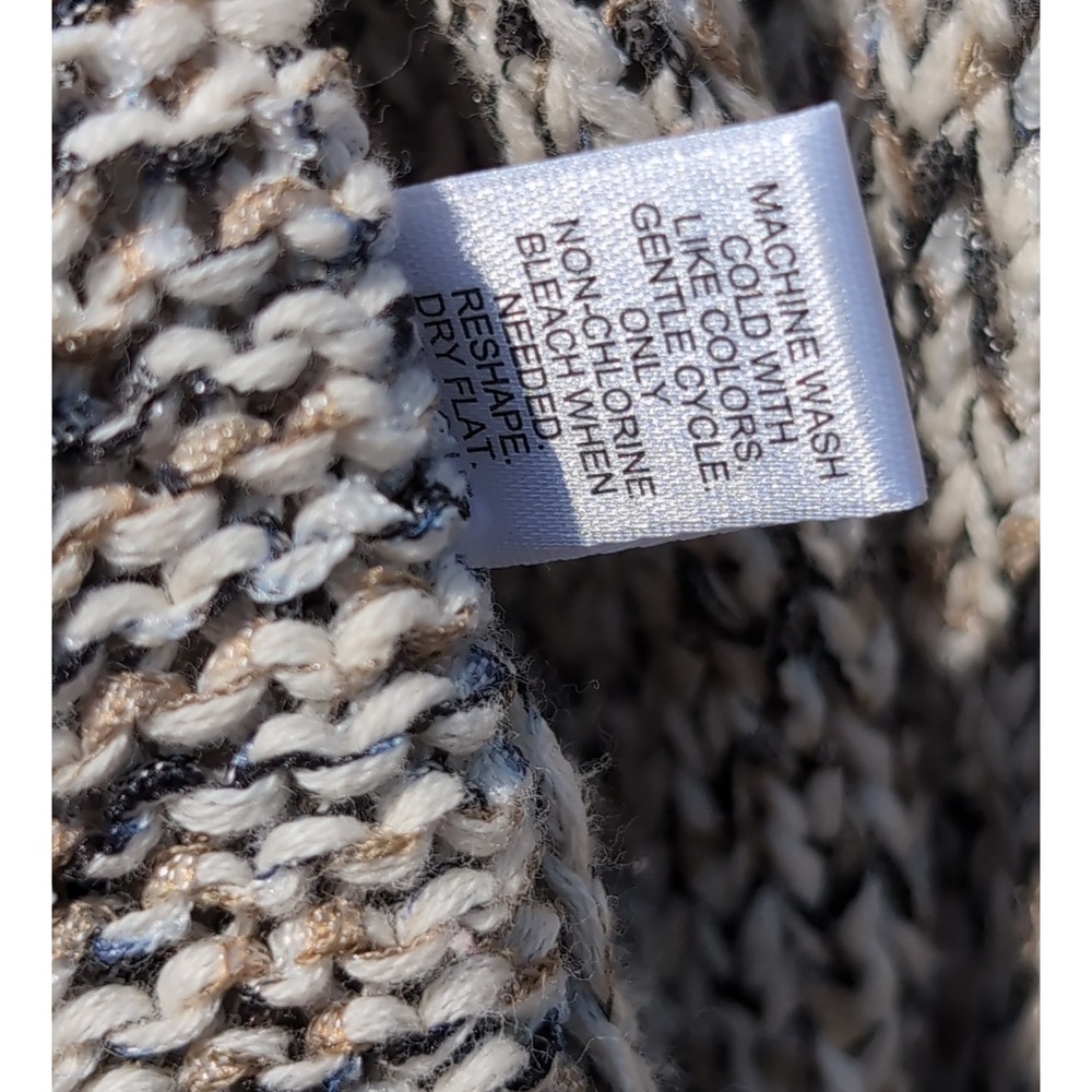 Cato Coffee Date Marled Knit Asymmetrical Crossover Sweater Tan Cream Large - Picture 5 of 8